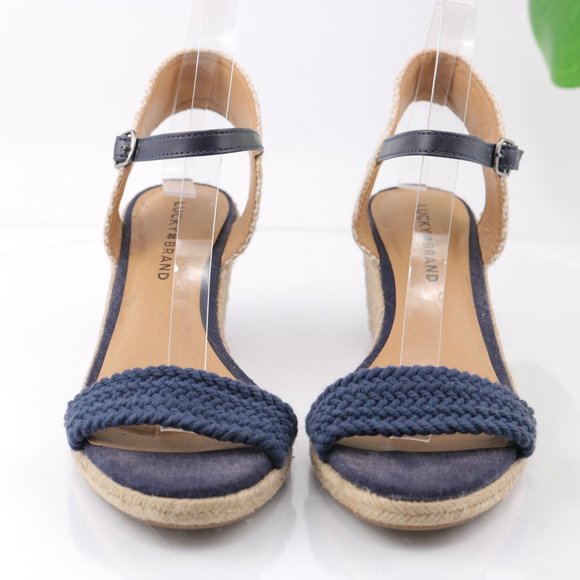 Lucky Brand Katereena Sandal Espadrille Wedge Ankle Strap Braided Blue Size 8.5 - Picture 3 of 12